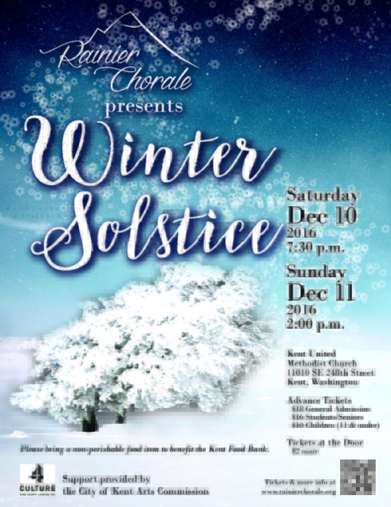 Kent Event: Rainier Chorale Presents Winter Solstice, Dec. 10-11