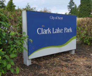 Kent Parks: Clark Lake Park entrance on 240th on Kent's East Hill.