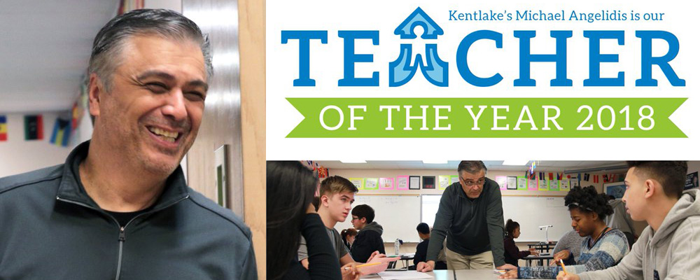 Kentlake’s Michael Angelidis named 2018 Kent Teacher of the Year