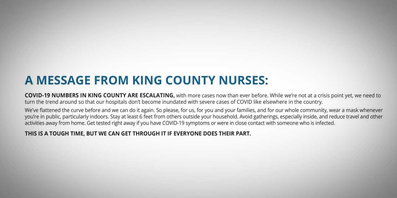 Over 500 Nurses urge King County to confront recent COVID-19 surge