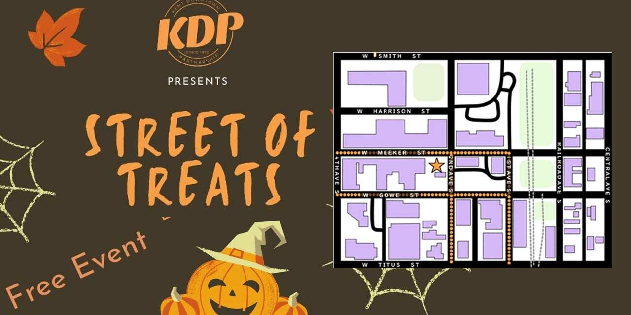 Here’s a map for Saturday’s ‘Street of Treats’ event in downtown Kent