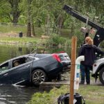 Car ends up in Old Fishing Hole in Kent Tuesday morning; all occupants safe