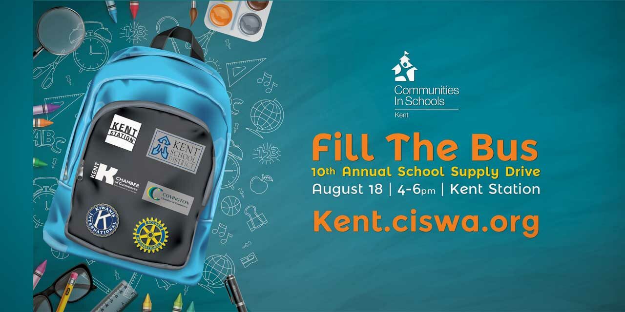 Kent Sunrise Rotary’s Fill the Bus School Supply Drive will be Thursday, Aug. 18